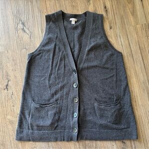 J.Jill 100% Cotton Button-Front Sweater Vest – Gray, Size SP